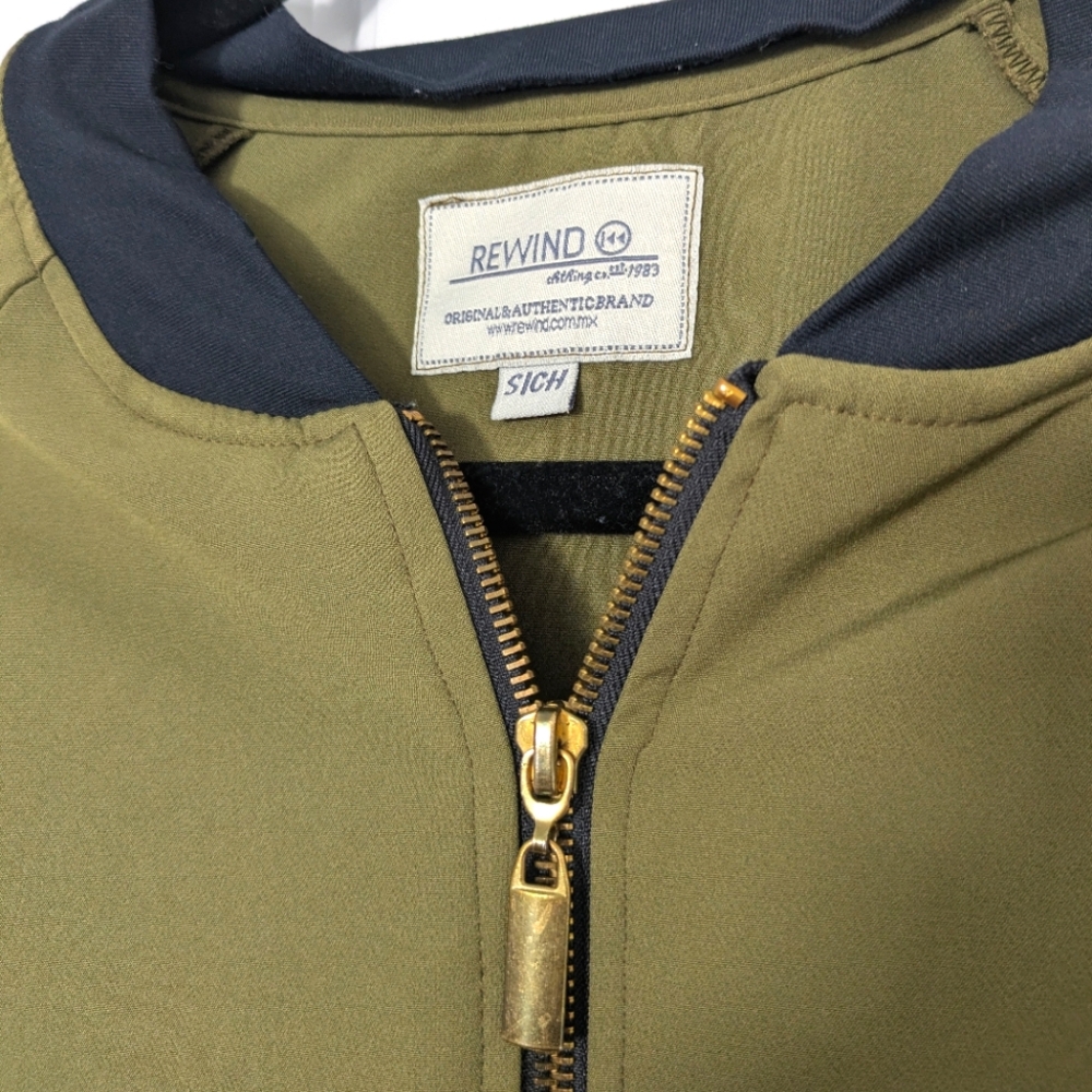 Rewind Olive Bomber Jacket - Picture 5 of 6